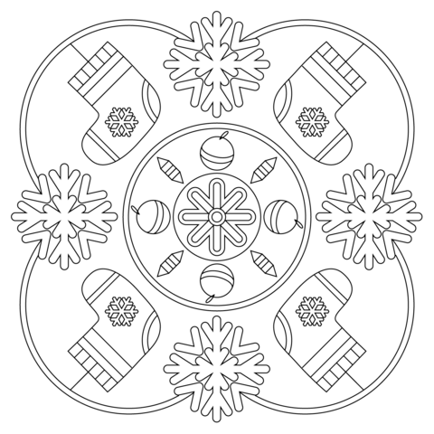 Winter Mandala Coloring Page